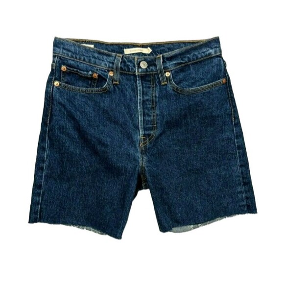 Levis Jean Shorts  Womens 27  Button-Fly High-Rise Cut Off Wedgie Straight Denim - Picture 1 of 8